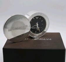 Relógio de cabeceira Emporio Armani vintage prata mesa RARO com caixa papéis designer comprar usado  Enviando para Brazil
