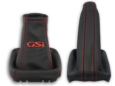 FÜR OPEL CORSA C SCHALTMANSCHETTE HANDBREMSSACK LEDER + STICKEREI GSi NAHT ROT na sprzedaż  PL