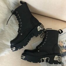 Botas de tornozelo femininas estilo punk plataforma botas de motocicleta sapatos robustos decoração de metal comprar usado  Enviando para Brazil