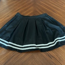 Mini-saia plissada tema quente XL preta branca listra zíper lateral escola menina gótica comprar usado  Enviando para Brazil