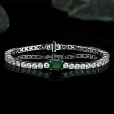 Pulseira de tênis simulada verde esmeralda e diamante 6,50 quilates folheada a ouro branco 14k comprar usado  Enviando para Brazil