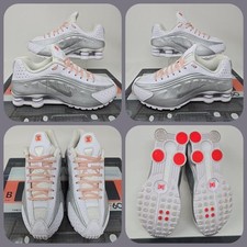 Buty sportowe damskie Nike shox r4 rozmiar uk 5,5 eu 38,5 us 6 białe metaliczne srebrne w bardzo dobrym stanie, używany na sprzedaż  Wysyłka do Poland