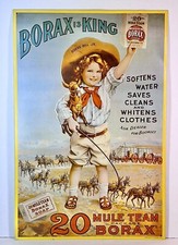 Placa de metal vintage BORAX IS KING 20 MULE TEAM propaganda em relevo feita nos EUA, usado comprar usado  Enviando para Brazil