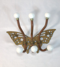 Cabide de parede vintage latão borboleta com extremidades de porcelana gancho bolsa chave comprar usado  Enviando para Brazil