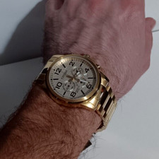 Relógio Citizen masculino AN8052-55P cronógrafo quartzo mostrador dourado data aço inoxidável comprar usado  Enviando para Brazil