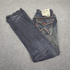 Jeans masculino Edwin 32 azul denim perna reta desgastado casual zíper mosca tamanho 32x32 comprar usado  Enviando para Brazil