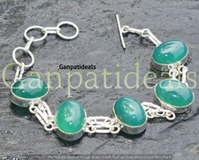 Pulsera de moda de piedras preciosas de ónix verde plata esterlina 925 joyería segunda mano  Embacar hacia Mexico