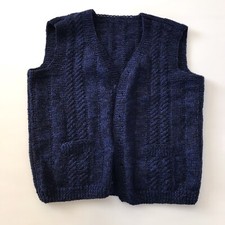 Cardigã masculino macio tricotado à mão colete suéter de lã quadrada feminino L azul aberto grande comprar usado  Enviando para Brazil