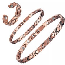 Conjunto de anel de tornozeleiras magnéticas de cobre sólido alívio da dor pulseira de artrite comprar usado  Enviando para Brazil