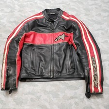 Jaqueta de couro Alpinestars masculina 56 preta com zíper completo corrida de motocicleta, usado comprar usado  Enviando para Brazil