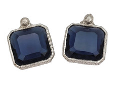 Brincos vintage com clipe quadrado de vidro azul facetado Kramer comprar usado  Enviando para Brazil