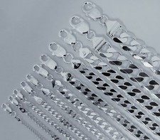 18 inch Curb Chain, Pure .925 Sterling Silver, (2mm to 9mm) Italian Necklace NEW comprar usado  Enviando para Brazil