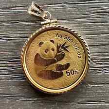 Pingente amuleto moeda urso panda sem pedra folheado a ouro amarelo 14K corrente livre comprar usado  Enviando para Brazil