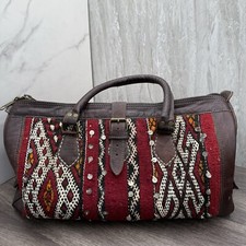 Usado, Bolsa de viagem de couro e kilim – Bolsa de fim de semana carpete 18" estilo vintage comprar usado  Enviando para Brazil