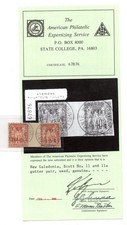 FRANCJA NOWA KALEDONIA 1891 SCOTT #11, #11a PARA RYNIEN IMPERF CERTYFIKOWANA PRZEZ APEX na sprzedaż  Wysyłka do Poland