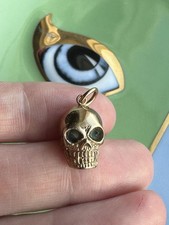 Pingente vintage de ouro amarelo 9k e caveira de safira verde Memento Mori💀 comprar usado  Enviando para Brazil