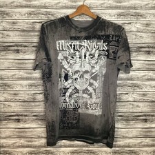 Usado, Camiseta Affliction Masculina Grande Cinza Desajustada Rivals Tornado of Souls Gráfica Camiseta comprar usado  Enviando para Brazil
