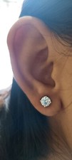 Usado, Brincos de diamante natural corte redondo GIA 1,58 quilates ouro branco 14K parafuso traseiro comprar usado  Enviando para Brazil