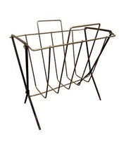 Porta-revistas vintage dobrável de metal dourado e preto meados do século decoração moderna para casa comprar usado  Enviando para Brazil