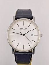 Bulova Classic 37mm aço inoxidável mostrador prateado relógio de quartzo masculino couro 96B104 comprar usado  Enviando para Brazil