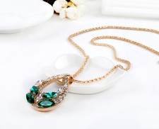 Pingente de cristal feminino ouro 18K GP colar longo corrente suéter presente elegante comprar usado  Enviando para Brazil