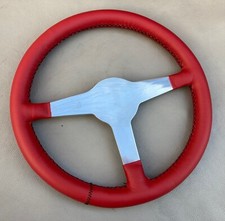 Volante de couro vermelho genuíno anos 70 "INTERTECH" carro de corrida 3 raios - Não usado comprar usado  Enviando para Brazil