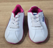 Zapatos Puma para bebé, rayas rosa/blanco/azul, talla 4C de EE. UU., sin cordones segunda mano  Embacar hacia Argentina