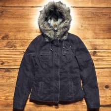 Jaqueta Parka Feminina Vintage Y2K Abercrombie & Fitch L Marrom com Capuz Acabamento de Pele Sintética comprar usado  Enviando para Brazil