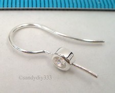 2x BRINCOS GANCHO FRANCÊS FIO ORELHA DE CRISTAL PRATA ESTERLINA CZ com PINO DE PÉROLA #2363 comprar usado  Enviando para Brazil