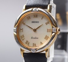 [Exc+5] Relógio feminino SEIKO Exceline 4N20-0370 22mm diamante mostrador branco quartzo comprar usado  Enviando para Brazil
