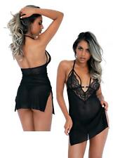 Babydoll con perizoma pizzo nero trasparente lingerie erotica donna sexy gstring comprar usado  Enviando para Brazil