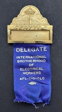 Broche de fita vintage IBEW 20ª Convenção Delegado Seattle Washington 1970 União, usado comprar usado  Enviando para Brazil