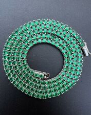 Colar de tênis feminino 45,72 ctw criado verde esmeralda folheado a ouro branco 14K 4 mm comprar usado Colar de tênis feminino 45,72 ctw criado verde esmeralda folheado a ouro branco 14K 4 mm comprar usado  Enviando para Brazil