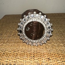 Cinto feminino grande redondo com fivela de joias couro sintético marrom boho hippie clássico Y2K comprar usado  Enviando para Brazil