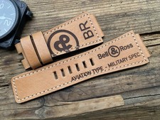 Pulseira de relógio de couro feita à mão 24 mm, logotipo Bell & Ross comprar usado  Enviando para Brazil