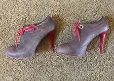 Sapato de Salto Alto Feminino Sexy Vestido Noite Carmen Steffens Couro Vermelho Cereja Marrom, usado comprar usado  Enviando para Brazil