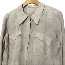Camisa Georgio Armani Vintage Tamanho 42 M Bege Buff Estampada Floral Botão de Seda comprar usado  Enviando para Brazil