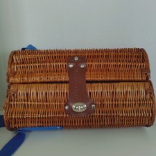 Cesta de piquenique vintage cinza ganso vodca vime e garrafa de couro - Praia/acampamento, usado comprar usado  Enviando para Brazil