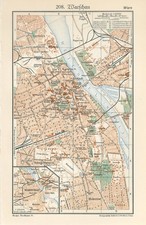 1920s POLAND WARSZAWA WARSZAWA PLAN MIASTA Antique Map, używany na sprzedaż  Wysyłka do Poland