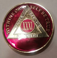Moeda 31 anos AA Sobriety Challenge medalhão mandarim esmalte vermelho 31º XXXI comprar usado  Enviando para Brazil