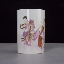 Arte colecionável feita à mão pintura família figura de porcelana rosa pincel pote, usado comprar usado  Enviando para Brazil
