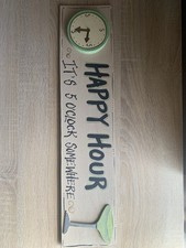 Placa de happy hour vintage feita à mão de madeira.  Ótimo para bar/caverna de homem ou sala de jogos! comprar usado  Enviando para Brazil