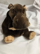 Marioneta de mano de hipopótamo marrón artesanal Hansa cara dulce segunda mano  Embacar hacia Mexico