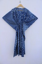 Vestido maxi feminino indiano estampado índigo algodão maxi Kaftan Night Wear comprar usado  Enviando para Brazil