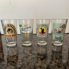 Usado, Craft Brewery Beer Pint Glasses 16 oz Lot of 4 Straight Side Wall Clear Glass comprar usado  Enviando para Brazil