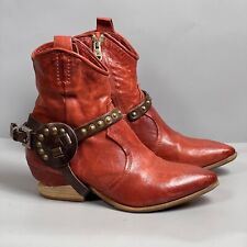 Botas de tornozelo AS 98 Airstep couro vermelho tamanho 36 motociclista cravejado estilo moto zíper comprar usado  Enviando para Brazil