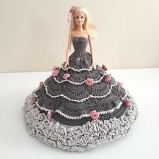 Vestido extravagante exclusivo de crochê Barbie cama boneca cinza claro e escuro feito à mão cinza comprar usado  Enviando para Brazil