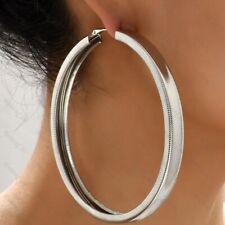 Usado, BRINCOS DE ARGOLA REDONDOS GROSSOS DE METAL TEXTURIZADO grandes MODA PRATA argolas grandes comprar usado  Enviando para Brazil