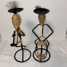 Conjunto de castiçais MCM Lonborg músicos baterista trombone metal vime Dinamarca comprar usado  Enviando para Brazil