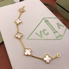 Van Cleef & Arpels 18K gold mother-of-pearl 5-flower women's bracelet comprar usado  Enviando para Brazil